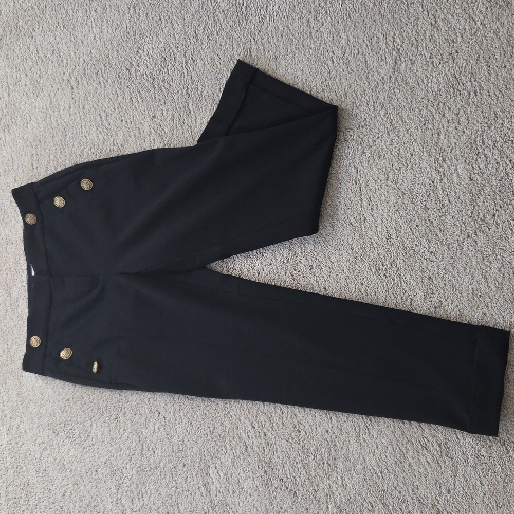 LOFT Black Ankle Pants with Gold Accents